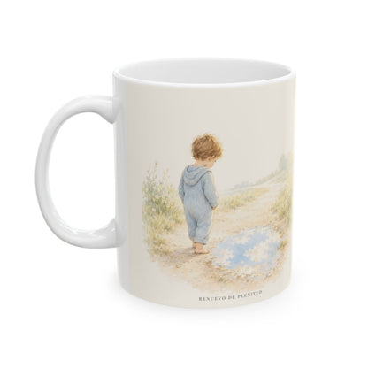 Dios camina a mi lado | Taza con arte cristiano | Salmo 37:23 — 11 oz · Cara ilustrada