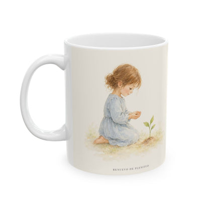 En Cristo cada promesa de Dios recibe su amén | Taza devocional de fe | 2 Corintios 1:20 — 11 oz · Cara ilustrada