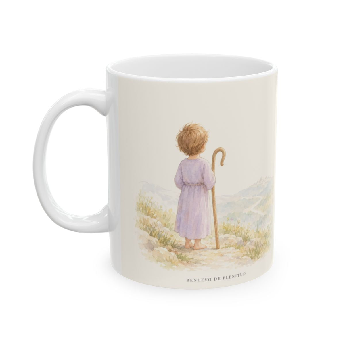 Tu vara y Tu cayado me infunden aliento | Taza devocional ilustrada | Salmo 23:4 — 11 oz · Cara ilustrada