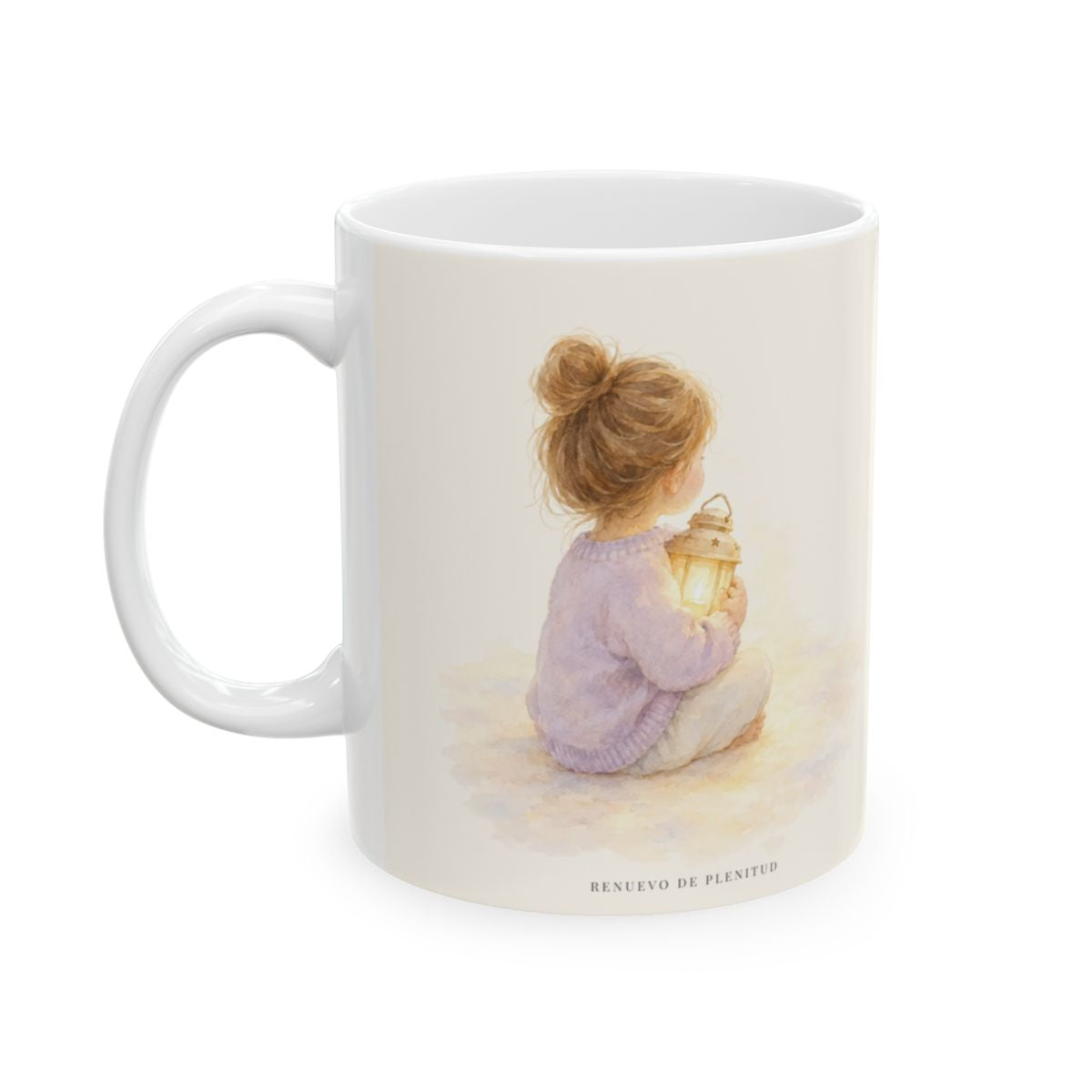 El amor de Dios permanece para siempre | Taza bíblica para café | 1 Corintios 13:8 — 11 oz · Cara ilustrada