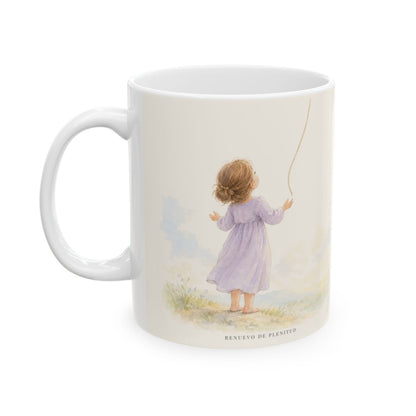 Por medio de Cristo soy más que vencedor | Taza con arte cristiano | 1 Corintios 15:57 — 11 oz · Cara ilustrada