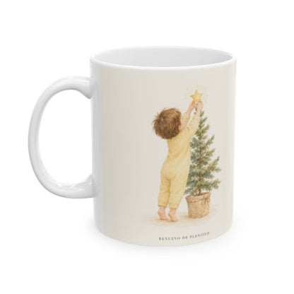 En Cristo habita la plenitud de Dios | Taza cristiana con frase devocional | Colosenses 2:9 — 11 oz · Cara ilustrada