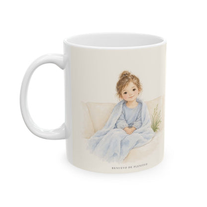 Jehová es mi descanso y mi refugio | Taza devocional de fe | Salmo 23:2 — 11 oz · Cara ilustrada