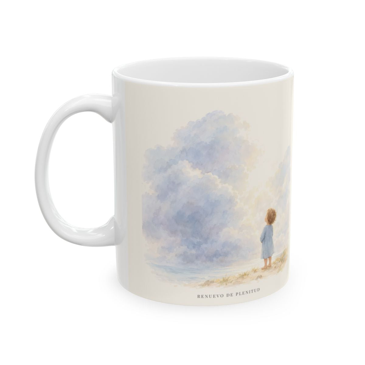 Jesús calma la tempestad de mi corazón | Taza bíblica para café | Marcos 4:39 — 11 oz · Cara ilustrada