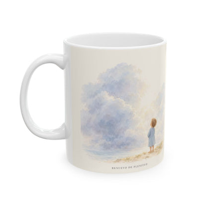 Jesús calma la tempestad de mi corazón | Taza bíblica para café | Marcos 4:39 — 11 oz · Cara ilustrada