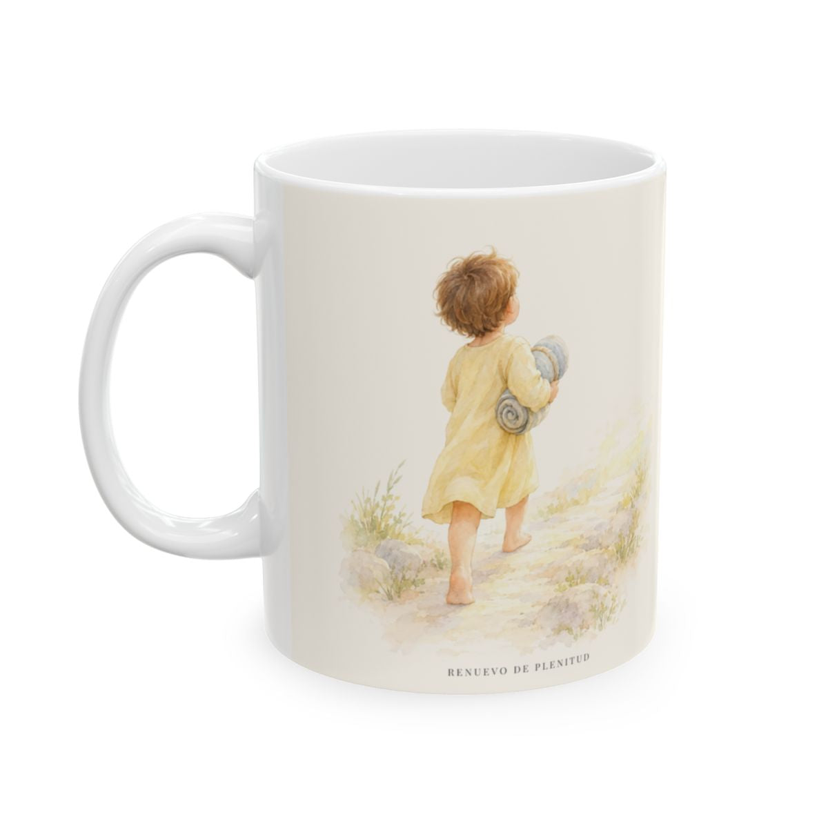 Levántate, toma tu lecho y anda | Taza cristiana en dos tamaños | Juan 5:8 — 11 oz · Cara ilustrada