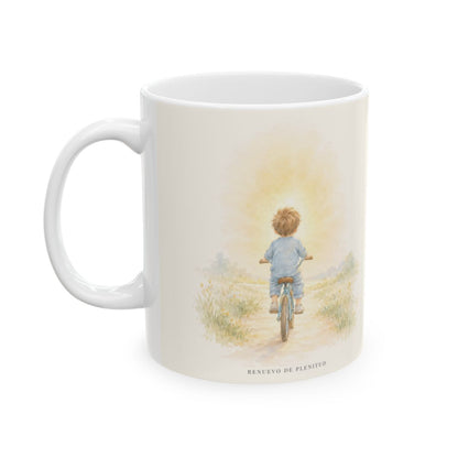 Dios es fiel y no deja a medias lo que promete | Taza bíblica de cerámica | Filipenses 1:6 — 11 oz · Cara ilustrada