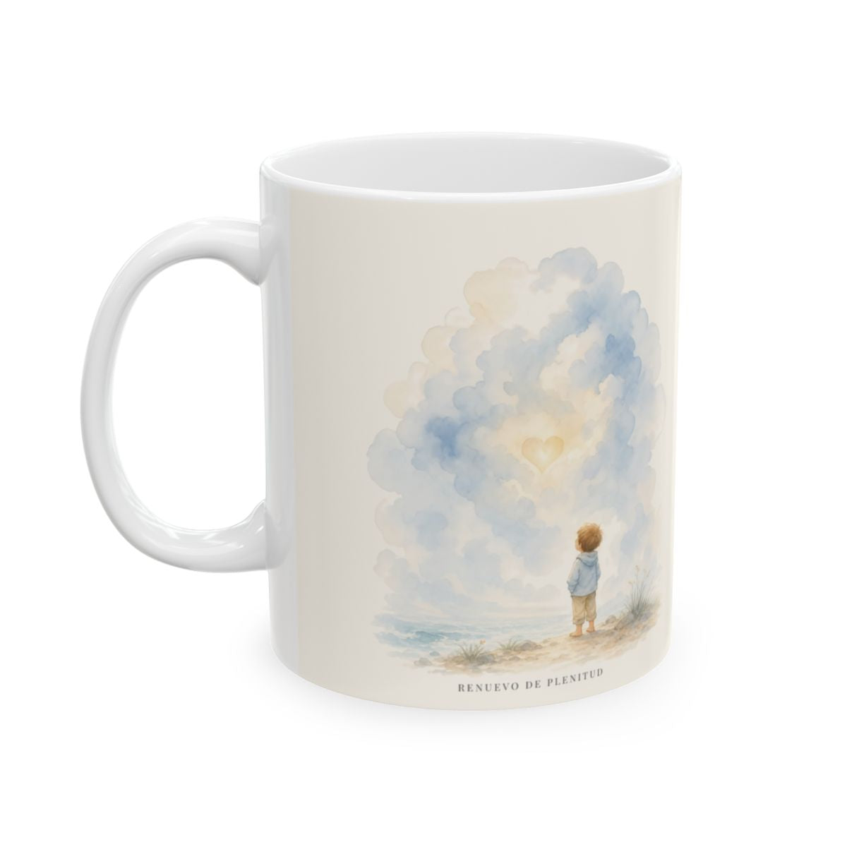 La paz de Cristo calma mi tormenta | Taza con arte cristiano | Marcos 4:39 — 11 oz · Cara ilustrada