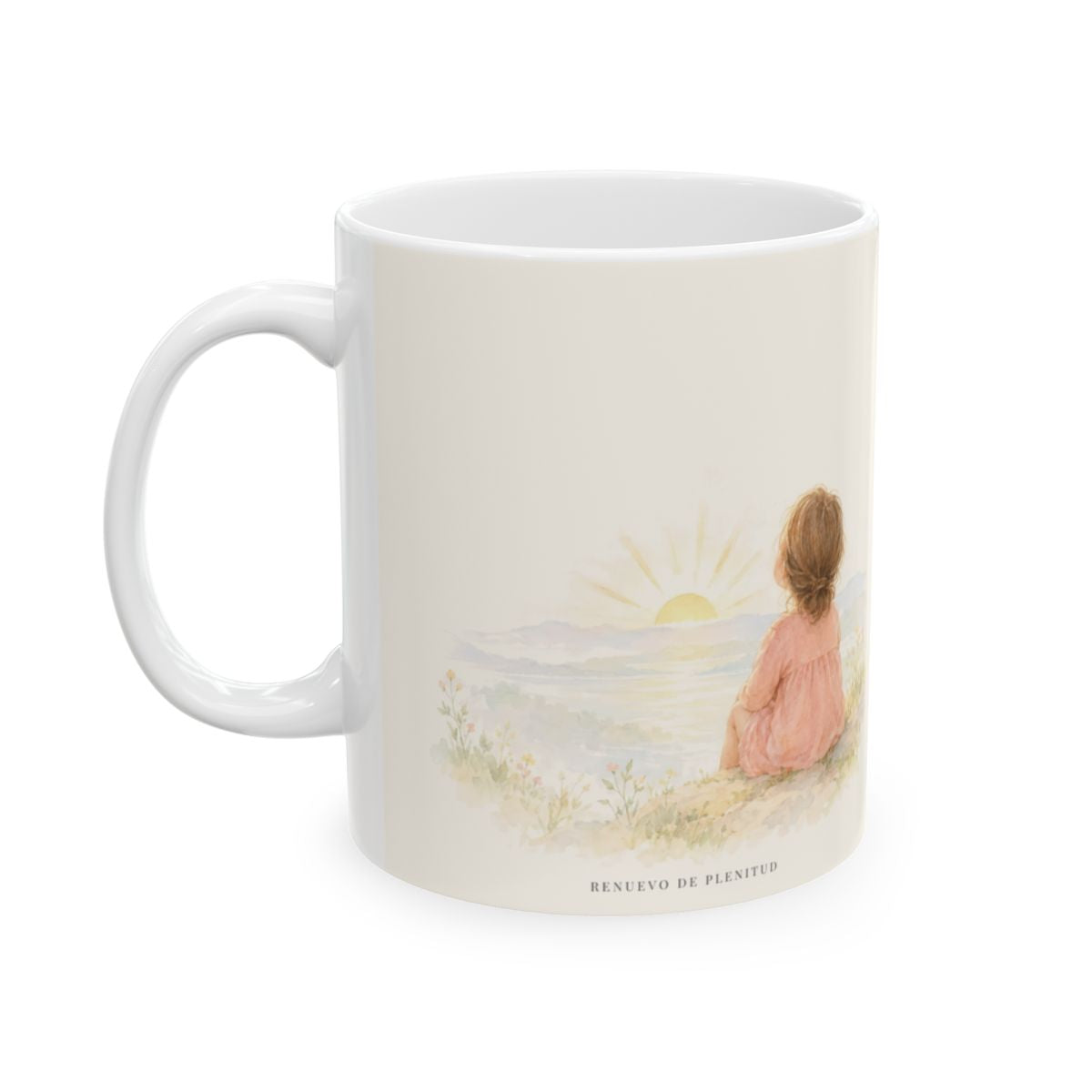 El poder de su resurrección me levanta | Taza de fe para cada mañana | Filipenses 3:10 — 11 oz · Cara ilustrada