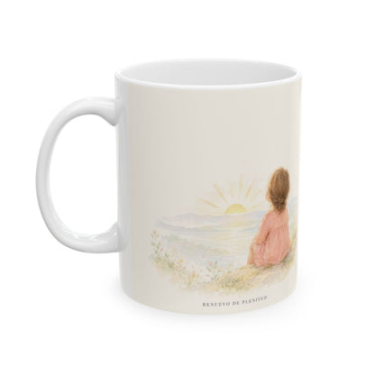 El poder de su resurrección me levanta | Taza de fe para cada mañana | Filipenses 3:10 — 11 oz · Cara ilustrada