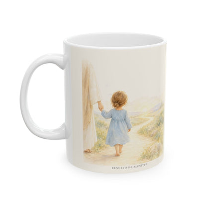 El Señor es mi pastor; Él me guía | Taza bíblica para café | Salmo 23:1 — 11 oz · Cara ilustrada