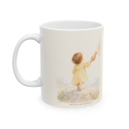 El Señor es mi fortaleza eterna | Taza con arte cristiano | Isaías 26:3-4 — 11 oz · Cara ilustrada