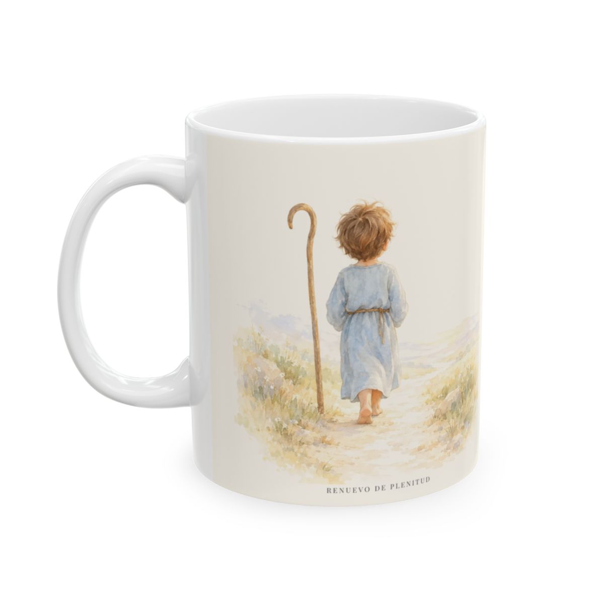 Aunque ande en valle de sombra, Tú estás conmigo | Taza cristiana en dos tamaños | Salmo 23:4 — 11 oz · Cara ilustrada