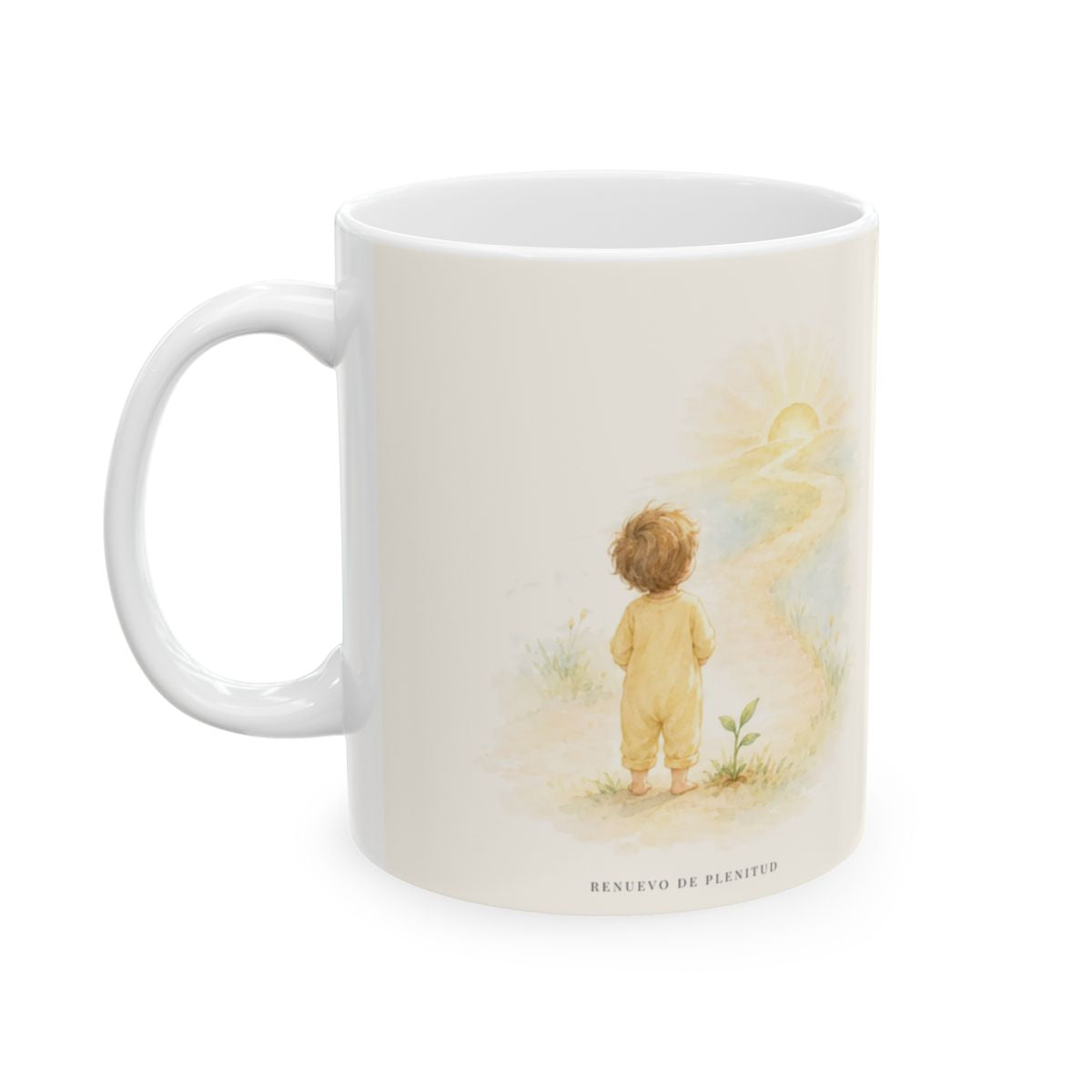 Dios terminará la buena obra que empezó en mí | Taza bíblica de cerámica | Filipenses 1:6 — 11 oz · Cara ilustrada