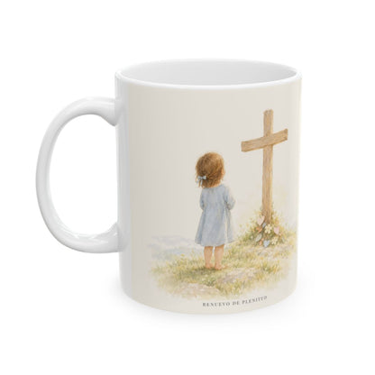 Consumado es: ya nada falta en la obra de Cristo | Taza bíblica para café | Juan 19:30 — 11 oz · Cara ilustrada