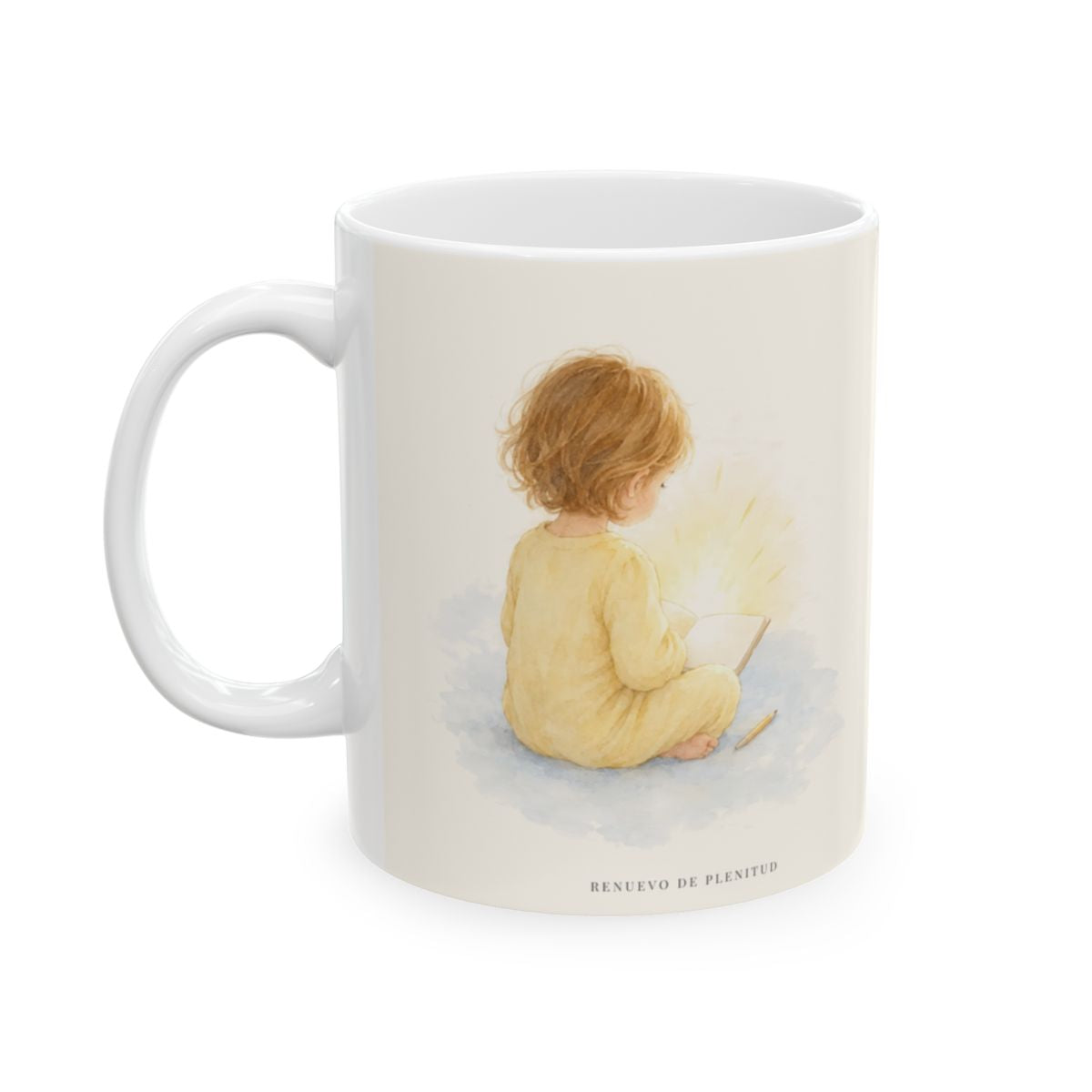 El Espíritu del Dios vivo escribe en mi corazón | Taza devocional de fe | 2 Corintios 3:3 — 11 oz · Cara ilustrada