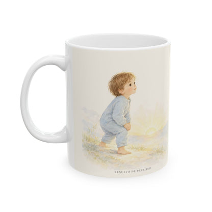 Por la misericordia de Jehová no fuimos consumidos | Taza de fe para cada mañana | Lamentaciones 3:22-23 — 11 oz · Cara ilustrada