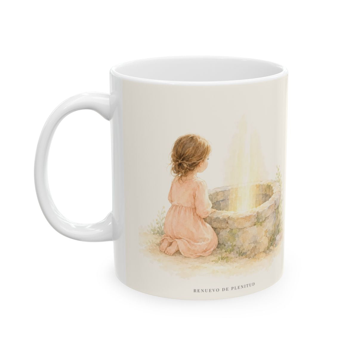 Su amor me alcanza donde yo no puedo | Taza con arte cristiano | Salmo 139:8 — 11 oz · Cara ilustrada