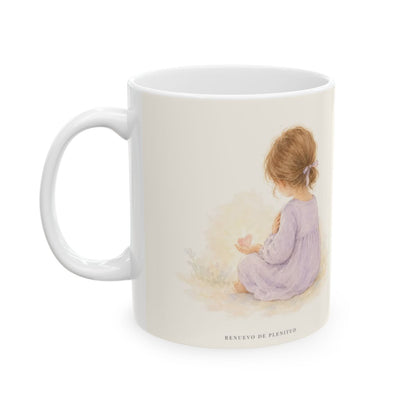 Participar de sus padecimientos me acerca a Él | Taza devocional ilustrada | Filipenses 3:10 — 11 oz · Cara ilustrada