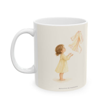 Dios me vestirá de alegría | Taza devocional ilustrada | Salmo 30:11 — 11 oz · Cara ilustrada