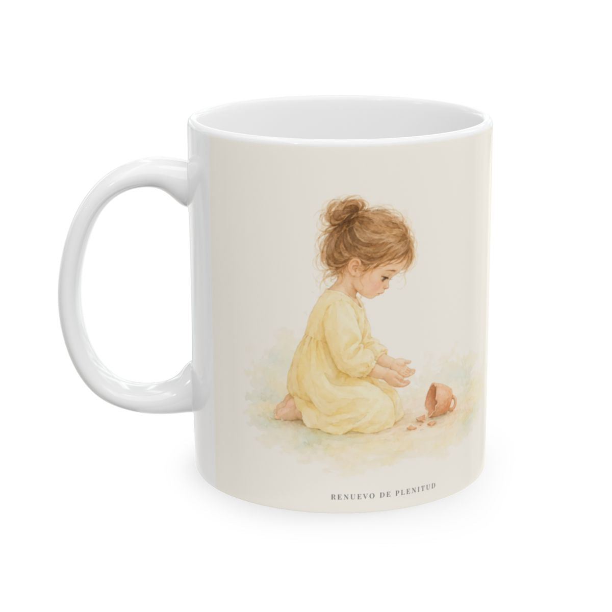 Dios muestra su amor para conmigo | Taza devocional ilustrada | Romanos 5:8 — 11 oz · Cara ilustrada