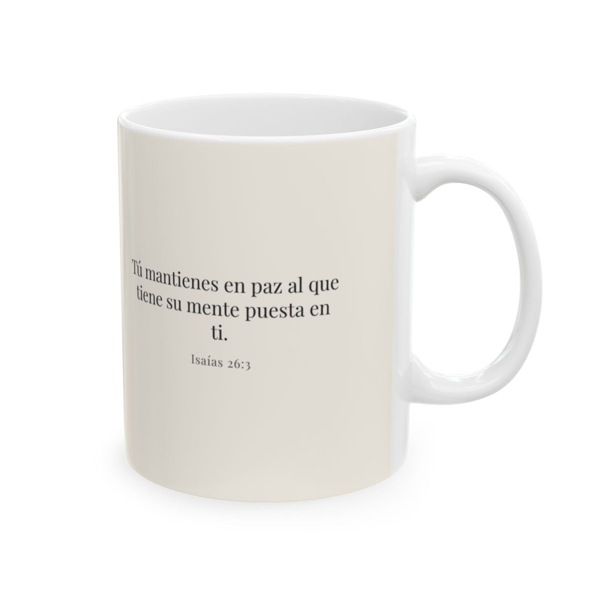 El Señor me sostiene en pensamiento firme | Taza devocional ilustrada | Isaías 26:3 — 11 oz · Cara bíblica