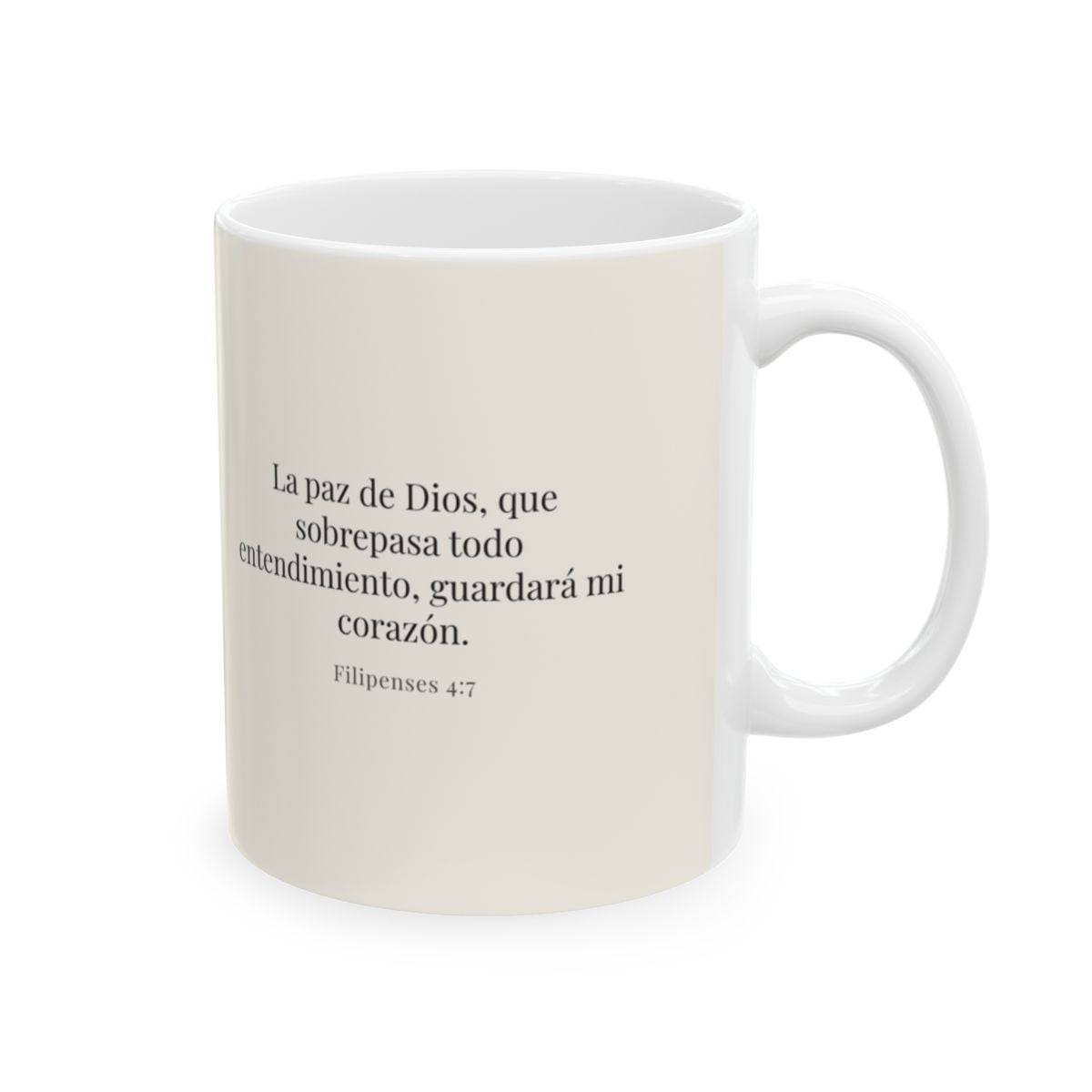 La paz de Dios cuida mi corazón | Taza con arte cristiano | Filipenses 4:7 — 11 oz · Cara bíblica