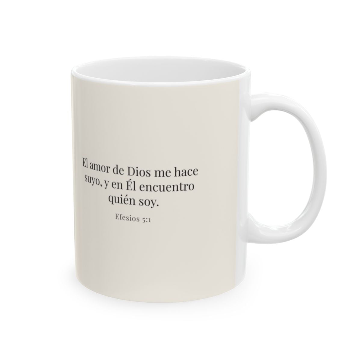 El amor de Dios me hace suyo | Taza cristiana para regalar | Efesios 5:1 — 11 oz · Cara bíblica