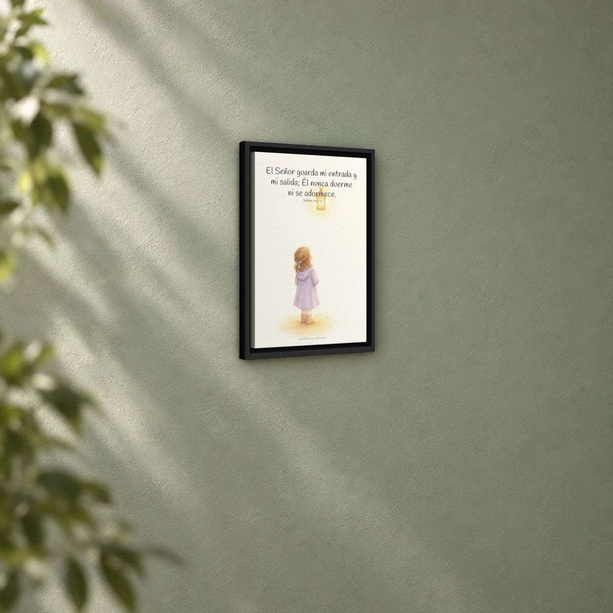 El Señor guarda mi entrada y mi salida | Decoración de fe para pared | Salmo 121:1-2 — 12×18 pulgadas, marco negro, vista angular ambiental del marco flotante, escala física calibrada