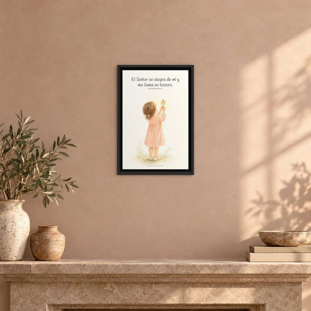 El Señor se alegra de mí | Decoración cristiana enmarcada | Deuteronomio 7:6 — 12×18 pulgadas, marco negro, vista frontal ambiental, escala física calibrada