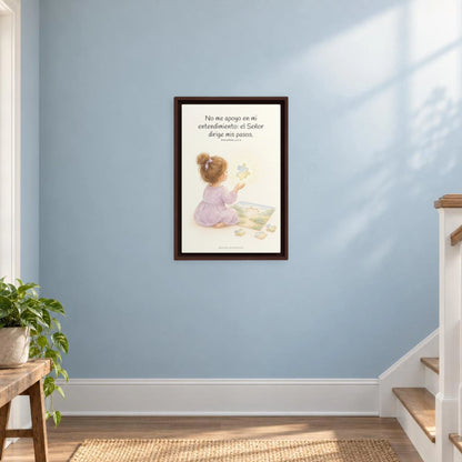 El Señor dirige mis pasos | Decoración cristiana enmarcada | Proverbios 3:5-6 — 12×18 pulgadas, marco espresso, vista frontal ambiental, escala física calibrada