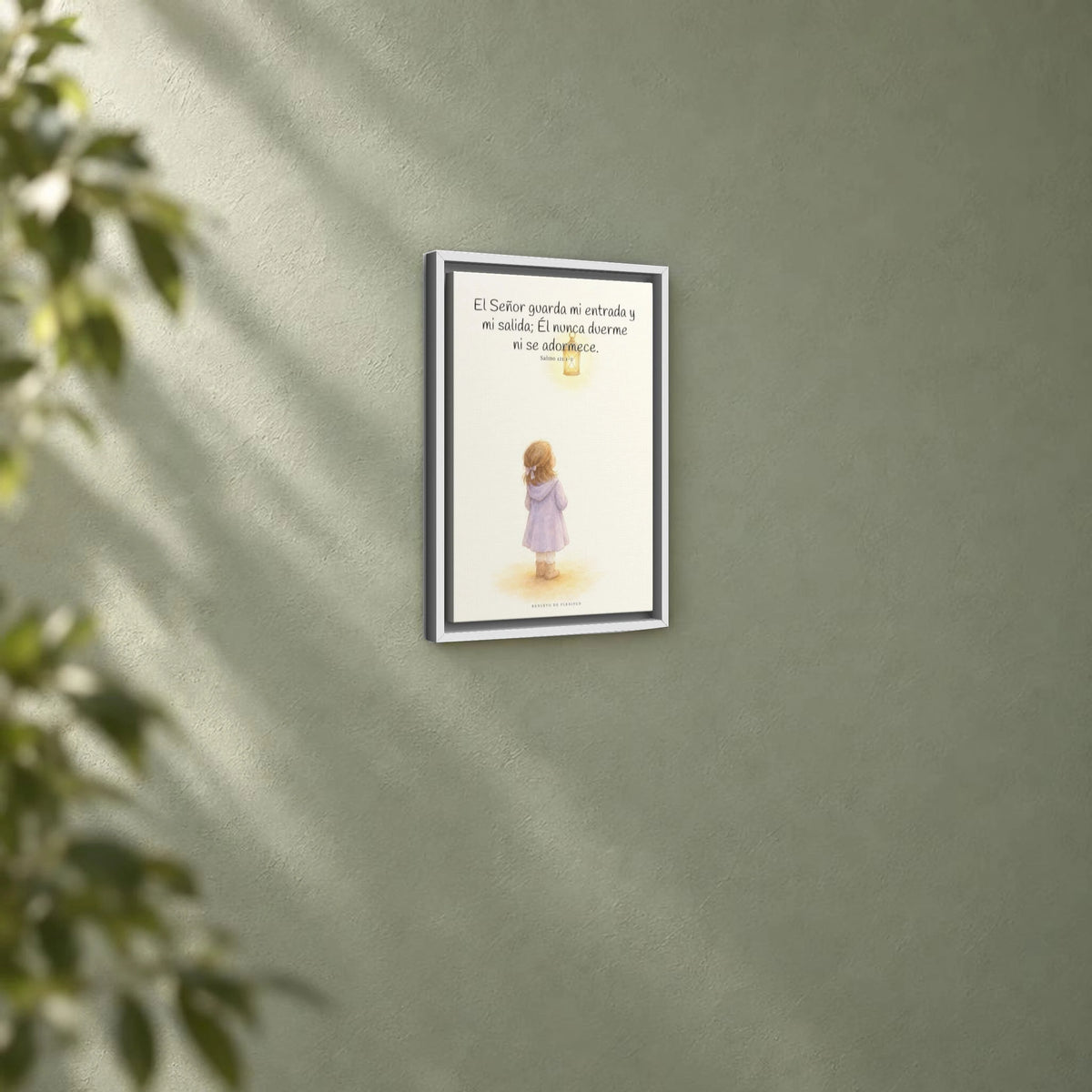 El Señor guarda mi entrada y mi salida | Decoración de fe para pared | Salmo 121:1-2 — 12×18 pulgadas, marco blanco, vista angular ambiental del marco flotante, escala física calibrada