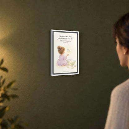 El Señor dirige mis pasos | Decoración cristiana enmarcada | Proverbios 3:5-6 — 12×18 pulgadas, marco blanco, vista angular ambiental del marco flotante, escala física calibrada