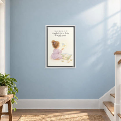 El Señor dirige mis pasos | Decoración cristiana enmarcada | Proverbios 3:5-6 — 12×18 pulgadas, marco blanco, vista frontal ambiental, escala física calibrada