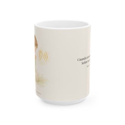 Él escucha nuestra oración | Taza cristiana para regalar | Mateo 18:20