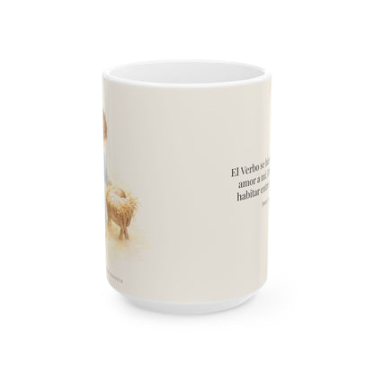 El Verbo se hizo carne por amor a mí | Taza cristiana en dos tamaños | Juan 1:14
