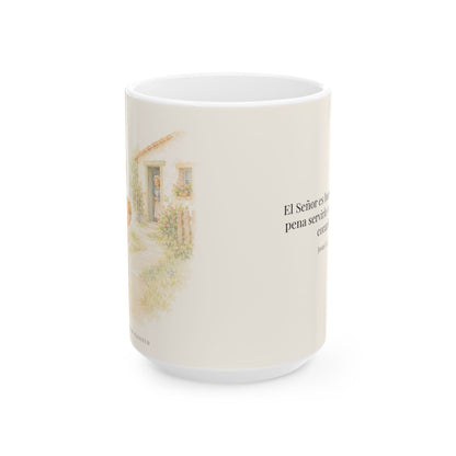 El Señor es bueno con quien lo sirve | Taza cristiana con frase devocional | Josué 24:15