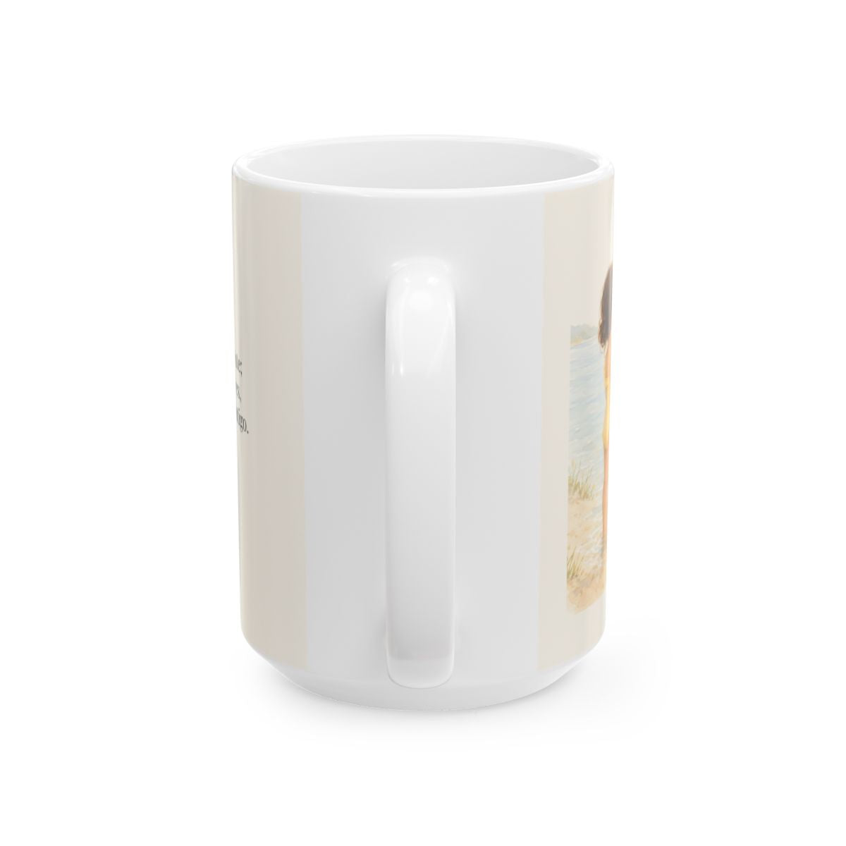 Esfuérzate y sé valiente | Taza de inspiración bíblica | Josué 1:9 — 15 oz · Vista posterior