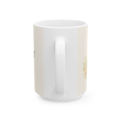 El Señor es bueno y yo veré su bondad | Taza bíblica de cerámica | Salmo 27:13 — 15 oz · Vista posterior