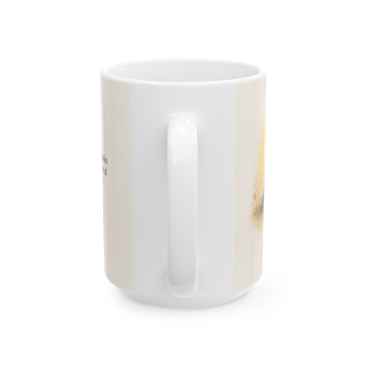 Dios está cerca del corazón quebrantado | Taza devocional ilustrada | Salmo 34:18 — 15 oz · Vista posterior