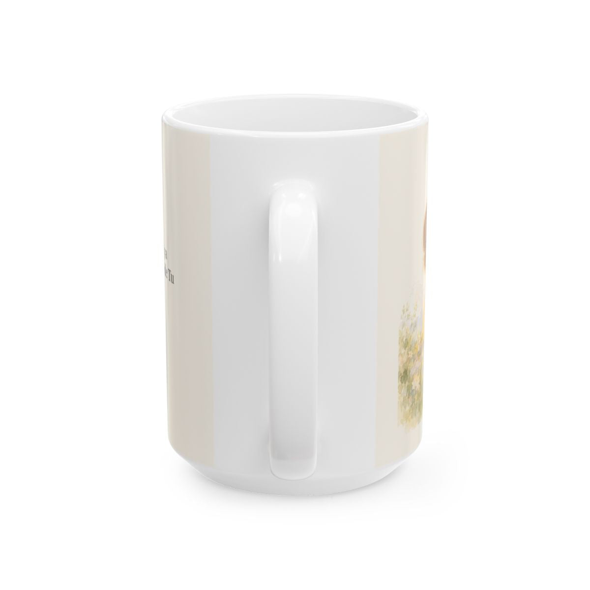 Si subo a los cielos, allí estás Tú | Taza cristiana con frase devocional | Salmo 139:8 — 15 oz · Vista posterior