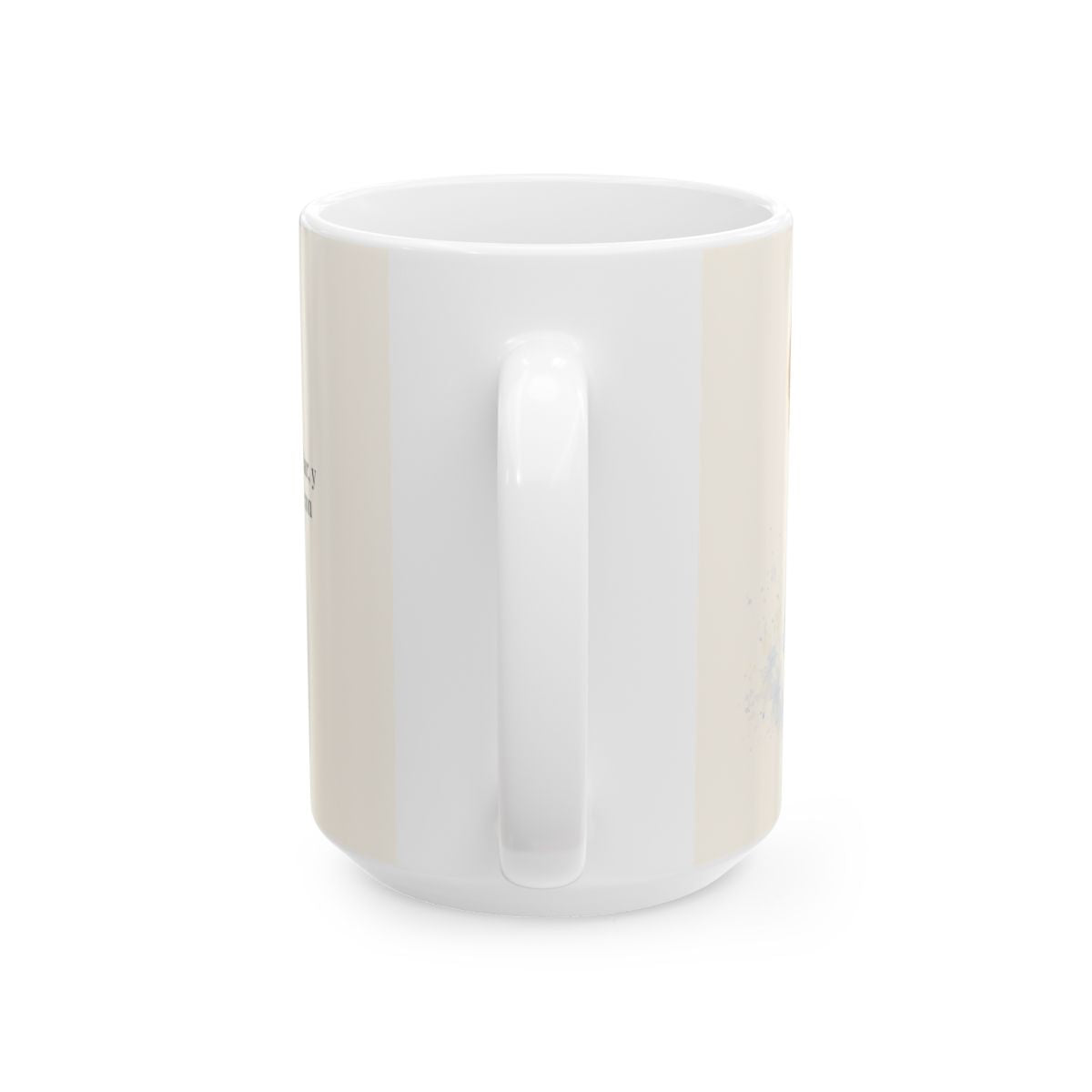 Dios dará sin dudar al que pide con fe | Taza devocional de fe | Santiago 1:6 — 15 oz · Vista posterior