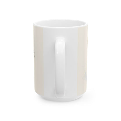 Dios dará sin dudar al que pide con fe | Taza devocional de fe | Santiago 1:6 — 15 oz · Vista posterior