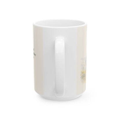 Por la misericordia de Jehová no fuimos consumidos | Taza de fe para cada mañana | Lamentaciones 3:22-23 — 15 oz · Vista posterior