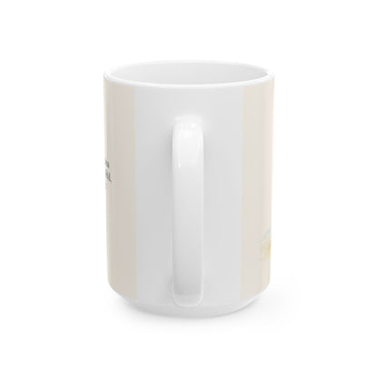 El poder de Cristo reposa sobre mí | Taza devocional ilustrada | 2 Corintios 12:9 — 15 oz · Vista posterior