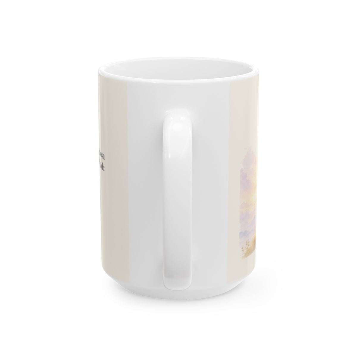 En el Señor mi alma reposa tranquila | Taza cristiana con frase devocional | Marcos 4:39 — 15 oz · Vista posterior