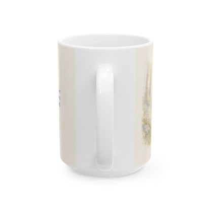 Si me falta sabiduría, Dios me la da | Taza de inspiración bíblica | Santiago 1:5 — 15 oz · Vista posterior