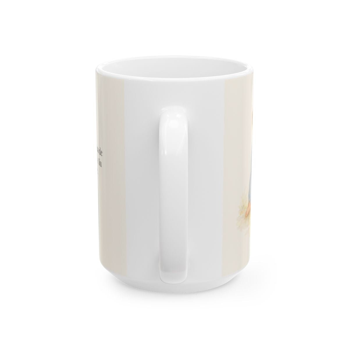 En Cristo cada promesa de Dios recibe su amén | Taza devocional de fe | 2 Corintios 1:20 — 15 oz · Vista posterior