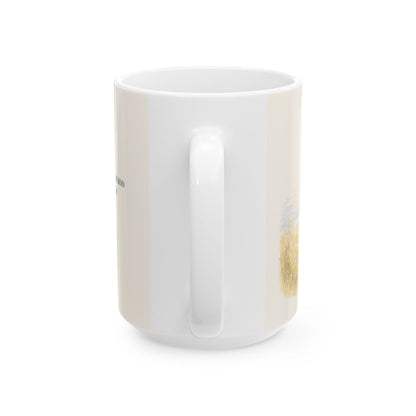 Tú me tomaste de la mano | Taza bíblica de cerámica | Salmo 73:23 — 15 oz · Vista posterior