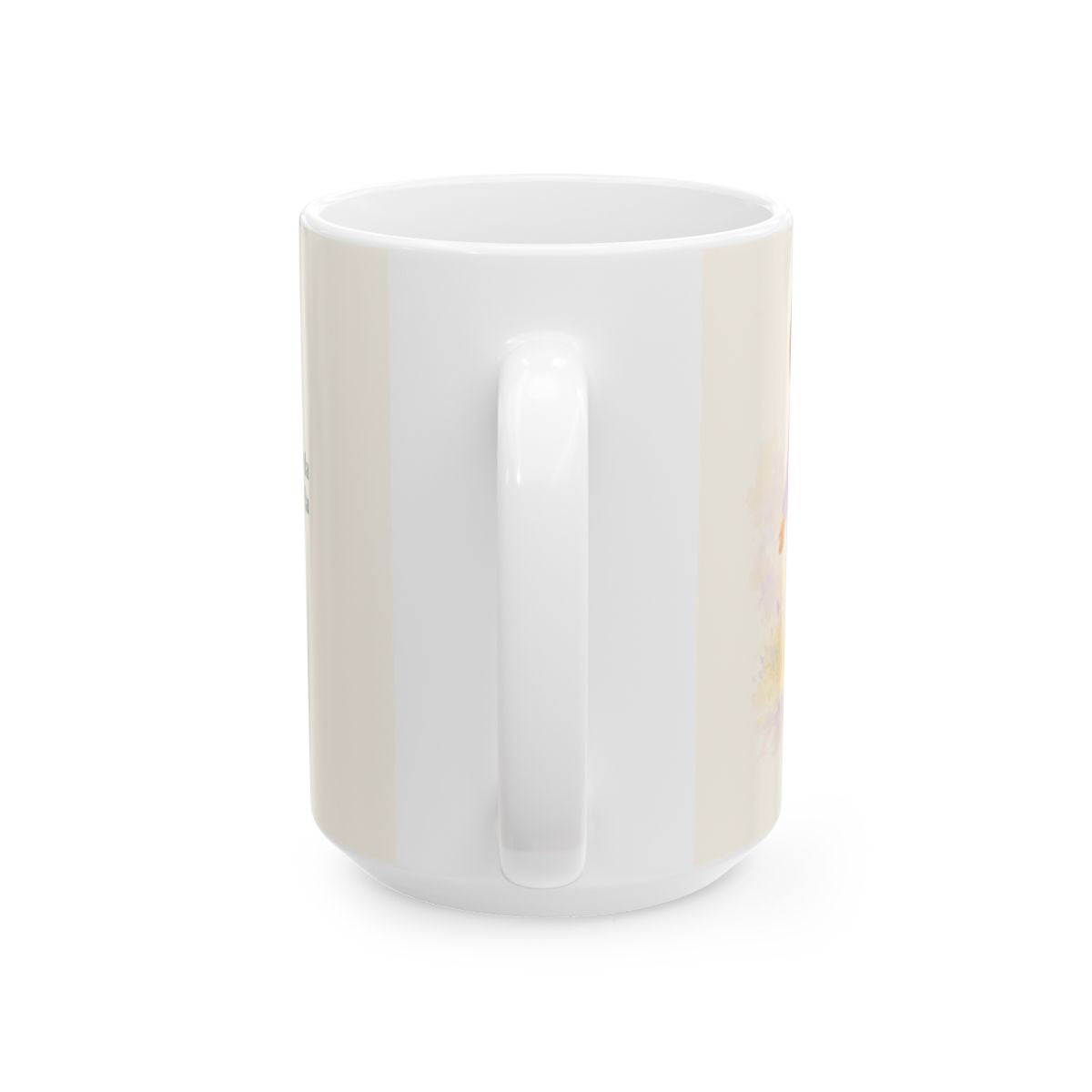 Jehová me da la victoria sin que yo luche | Taza cristiana para regalar | Éxodo 14:14 — 15 oz · Vista posterior